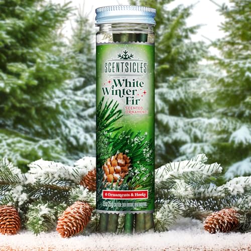 White Winter Fir Scented Christmas Tree Ornaments - 2 Pack (12 Sticks)