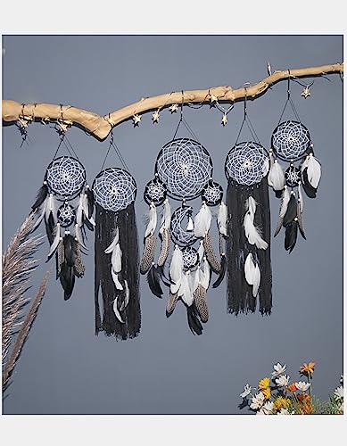 5-Piece Moon Phase Dream Catcher Set, Bohemian Macrame Wall Decor