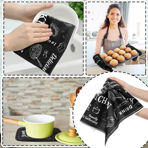 10-Piece Farmhouse Kitchen Decor Set: Towels, Rugs, Oven Mitts & Pot Holders