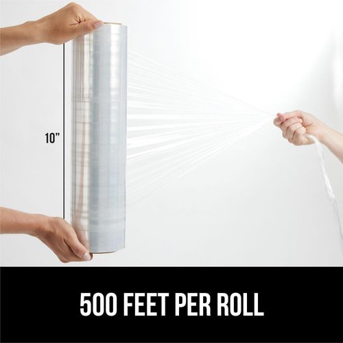 GORILLA GRIP Heavy Duty Stretch Film - 500ft Puncture Resistant Plastic Wrap for Shipping & Moving | Clear