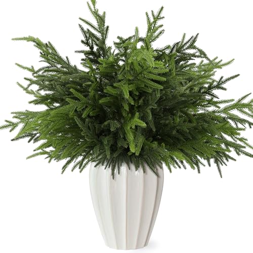 8Pcs 24 Inch Real Touch Norfolk Pine Branches Faux Greenery for Christmas Decor