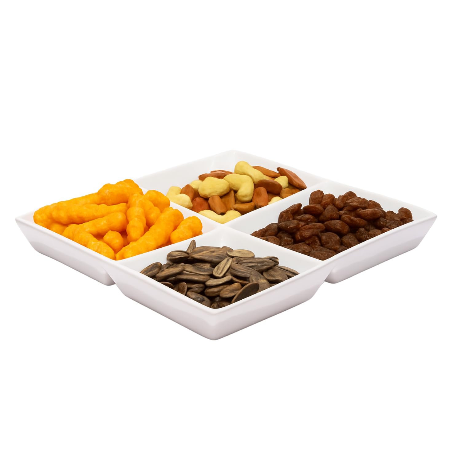 Bruntmor 5 Sectional Porcelain Divided Serving Platter - Relish Tray for Chips and Dip, Sweets, and Appetizers - Divided Serving Dishes for Veggies, Candy and Snacks - Condiment Tray Bowls