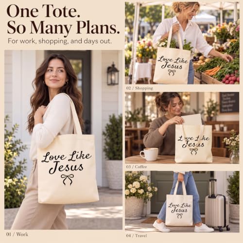 Jesus Christian Gifts for Women Canvas Tote Bag - Faith Inspirational Religious Gift EEooooX 919