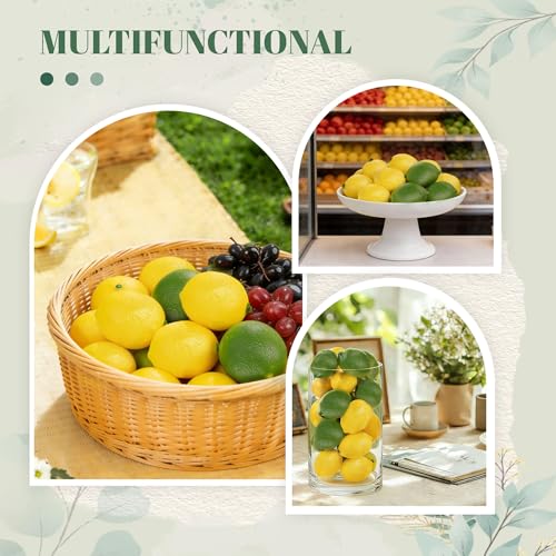 20Pcs Artificial Lemons - Yellow & Green Faux Fruit Decor