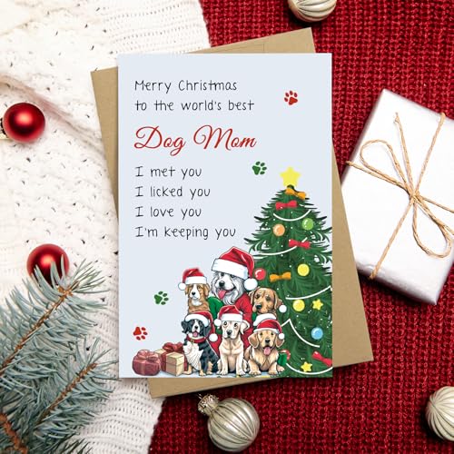 Naixiwen Dog Mom Christmas Card - Heartfelt Holiday Greeting for Pet Owners