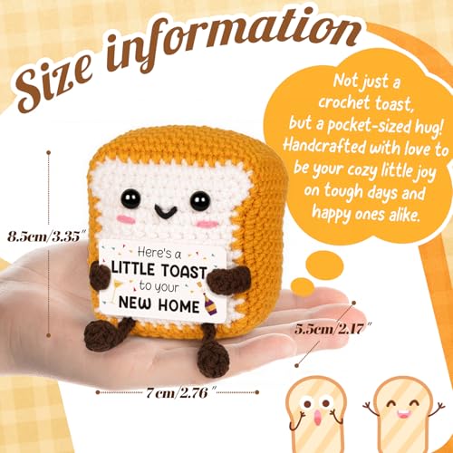 Mini Handmade Crochet Toast Plushie with Card - Funny Housewarming Gift