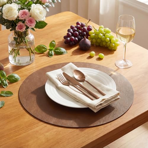 15-Inch Faux Leather Placemats - Set of 4 Waterproof Reversible Table Mats