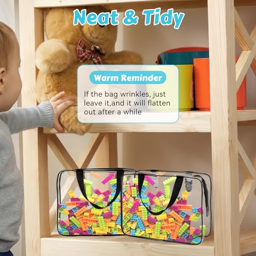 4 Pack Toy Storage Organizer Bags with Zipper, Clear PVC Waterproof Bags