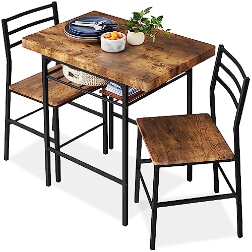 3-Piece Space-Saving Dining Set with Table, Chairs & Storage Rack