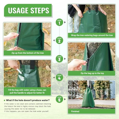 Slow Release Tree Watering Bags 20 Gallon (5-Pack) - PVC Drip Irrigation