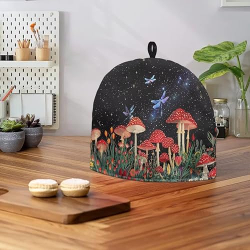 Insulated Mushroom Dragonfly Teapot Cozy, Thermal Tea Pot Warmer Cover
