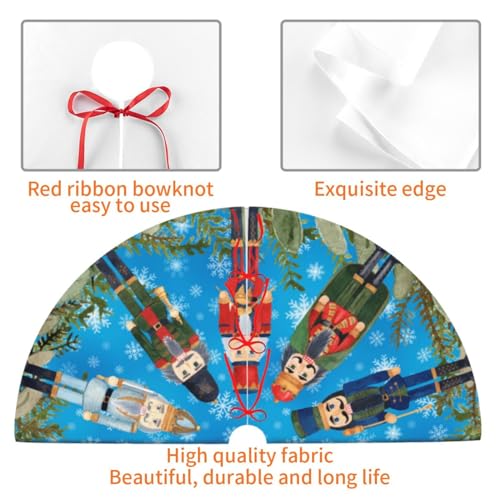 DORKEIXIA 36 Inch Red Green Nutty Nutcracker Army Christmas Tree Skirt - Black Variant