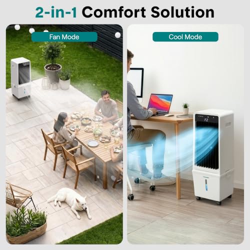 Evaporative Air Cooler 15L Water Tank 1500 CFM Portable Fan with Wheels