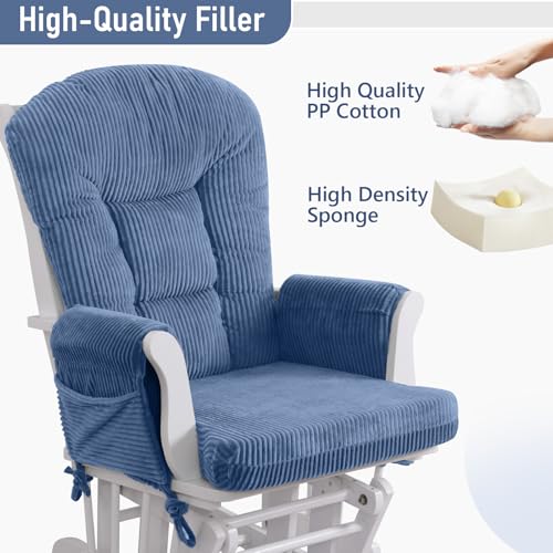 5-Piece Glider Rocker Replacement Cushion Set with Ottoman & Side Pockets