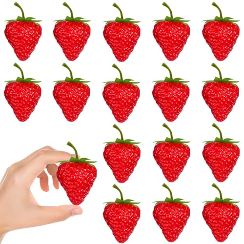 20 Pieces Artificial Strawberries - Realistic Mini Fruit Decor