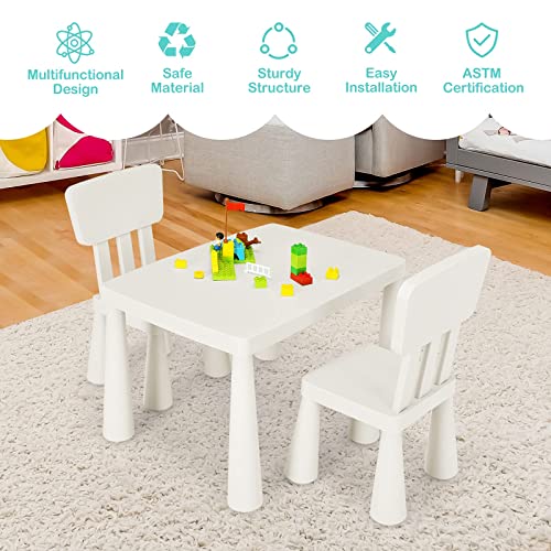 3-Piece Kids Table and Chair Set - Plastic Activity Desk for Toddlers