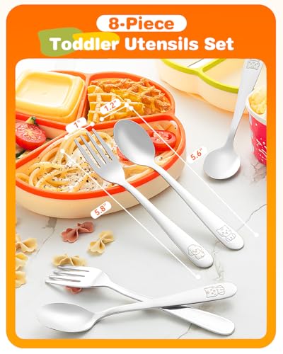8-Piece Toddler Utensils Set - Child-Sized Stainless Steel Silverware