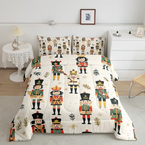 Feelyou Merry Christmas Comforter Set Twin - 68x90 Kids Bedding, Red Yellow Black