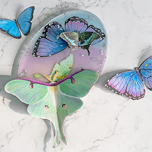 46 Pcs Realistic Double-Sided Paper Butterfly and Moth Set for Resin Art