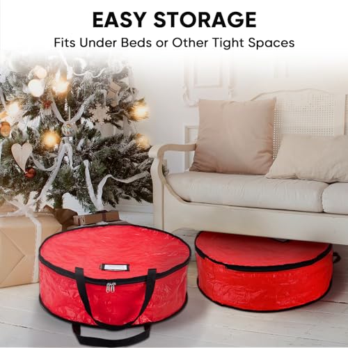 Christmas Wreath Storage Bag 2 Pack 30 Inch Grey Durable Container