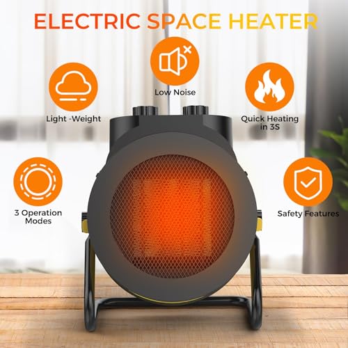 Portable 1500W PTC Electric Space Heater with 90° Angle and Safety Heat