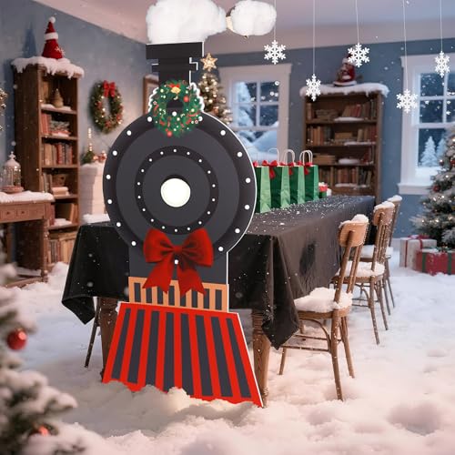 3 Set Christmas Express Train Cardboard Decor Props - Holiday Party Decorations