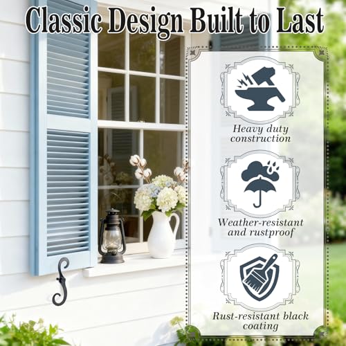 6-Pack 6.3 Inch S-Style Shutter Dogs - Decorative Metal Tieback Hardware