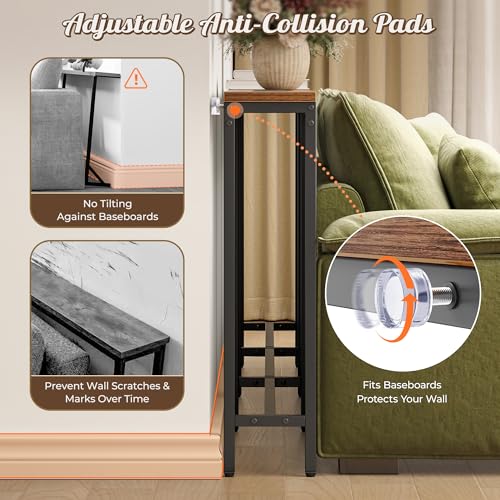 Adjustable Length Sofa Table with Power Outlets and USB Ports