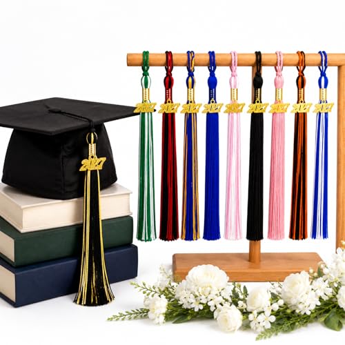 2027 Graduation Tassel Blue and White with Gold Charm for Cap