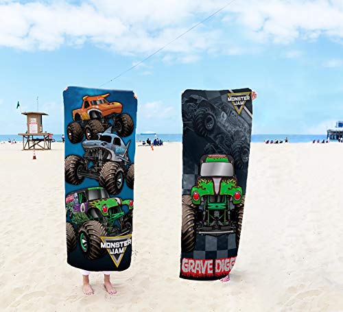Monster Jam Kids Bath & Beach Towel - Super Soft Cotton 28 x 58 Inches