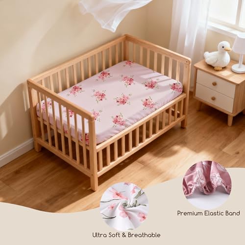 CIVARUA KIDS 3-Pack Bedside Bassinet Sheets 33" x 20" - Pink Floral