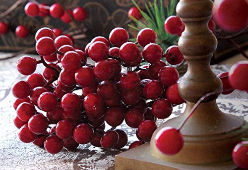 Artificial Red Berry Picks for Christmas Wreaths and Crafts - 8 Pack