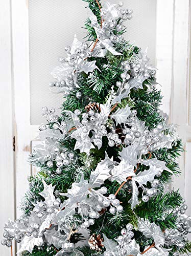 Artiflr Silver Berry Christmas Garland - 6ft Flexible Holiday Decor for Indoor & Outdoor Use