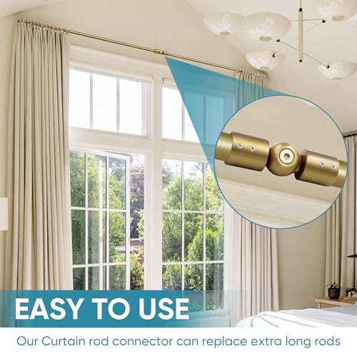 Adjustable Corner Curtain Rod Connector for 1-Inch Bay Windows, Gold
