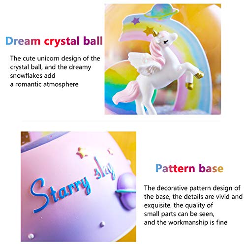 Unicorn Musical Snow Globe with Auto Snowfall and 7-Color LED Light
