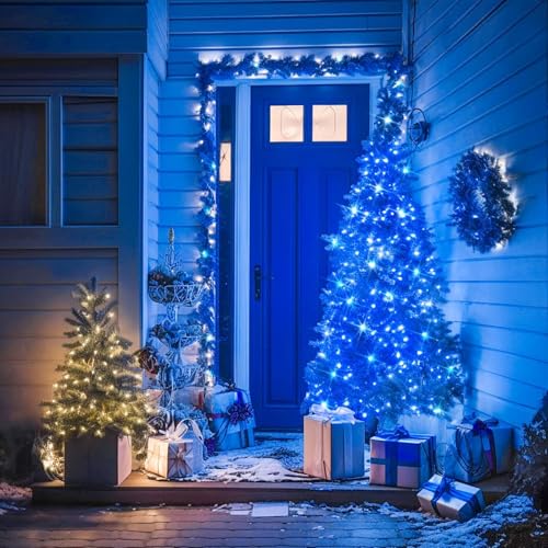 LAMPHOME Blue Christmas String Lights 25FT Waterproof Outdoor Fairy Lights