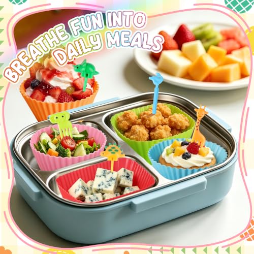 70-Piece Silicone Lunch Box Dividers and Animal Food Picks Set