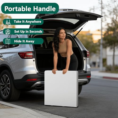 4ft Adjustable Height Folding Table, Heavy Duty Portable Plastic Table