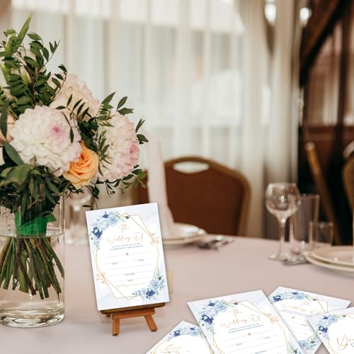 Dusty Blue Floral Wedding Invitations, 5x7 Elegant Rose Invites (25 Pack)