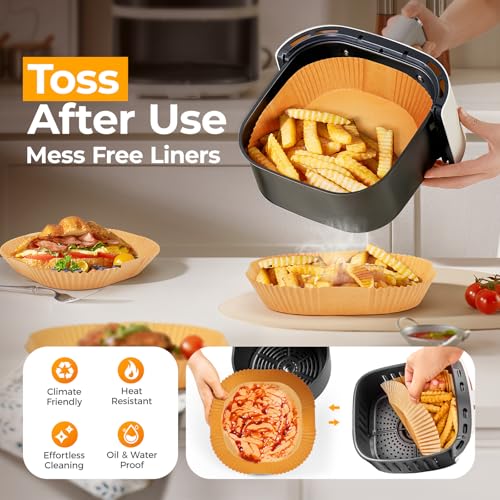 125Pcs 8 Inch Square Air Fryer Liners Disposable for 5-8QT, Parchment