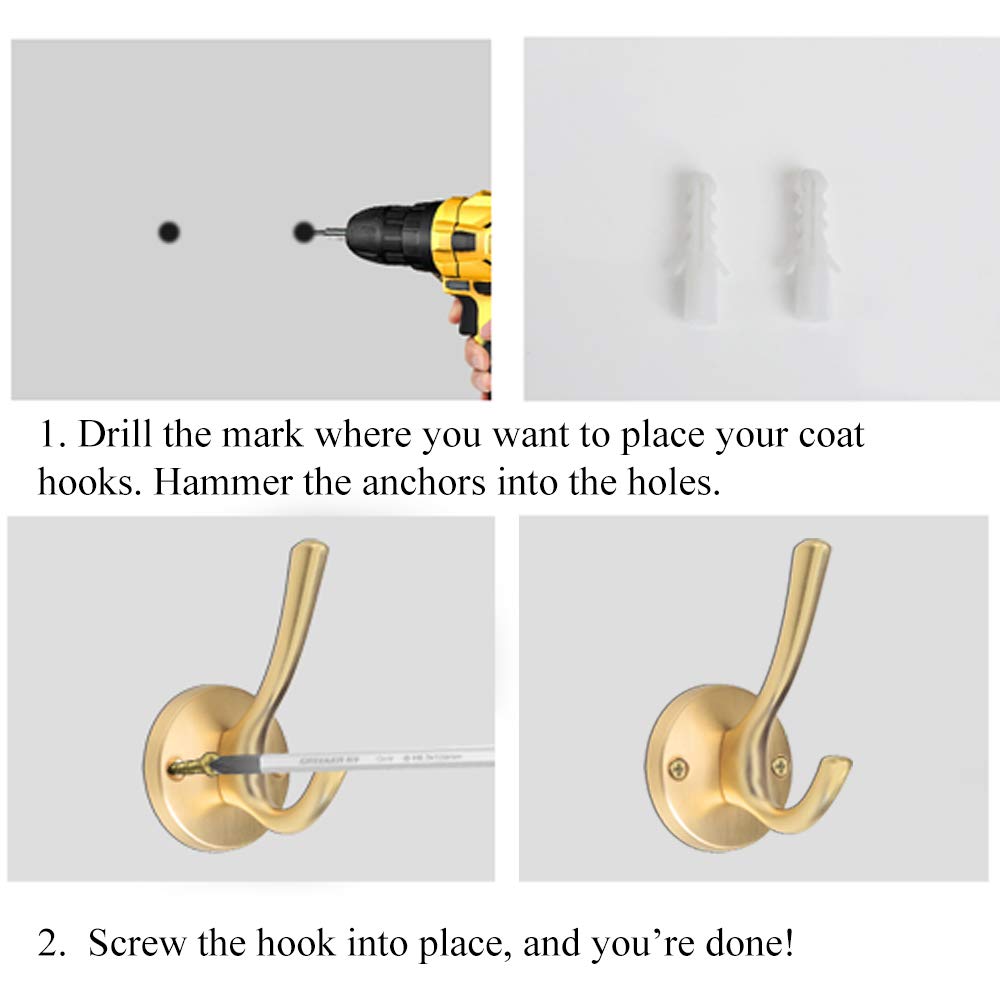 ZUONAI Gold Coat Hooks for Wall Decorative 8 Pack Heavy Duty Metal Hooks for Hanging Coats and Hat Hooks Wall Mounted Towel Hooks for Bathrooms