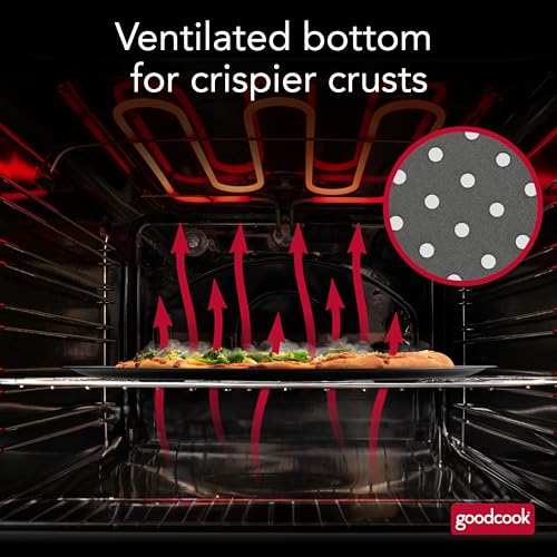 Perforated Nonstick Carbon Steel Pizza Pan with Cutting Guides, 15.75-Inch
