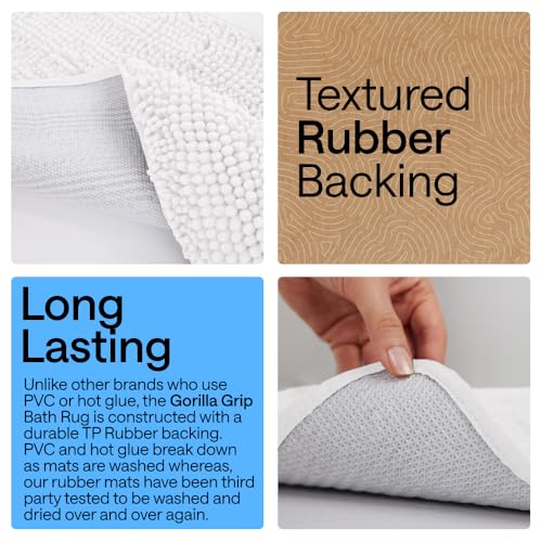 Soft Absorbent Chenille Bath Rug, Non-Slip Microfiber Shower Mat, 24x17