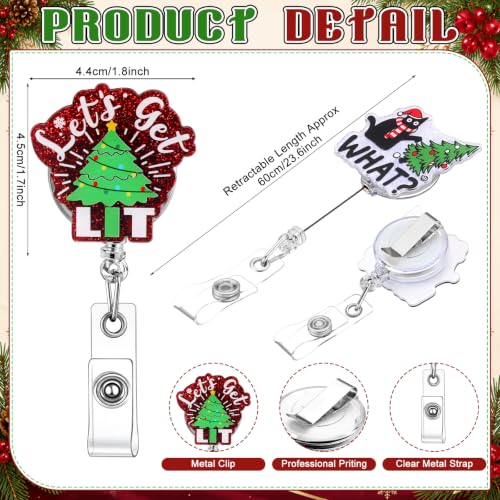 Christmas Badge Reels 20Pcs Retractable Nurse Badge Clips – Santa/Gingerbread/Elf Designs (Variation: Christmas)