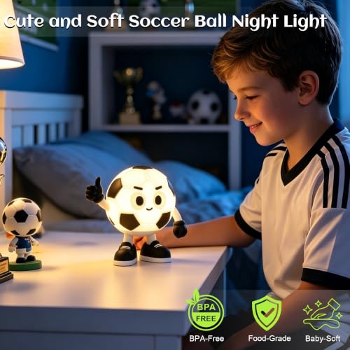 Soccer Ball LED Night Light for Kids Bedroom with 7 RGB Colors and Timer