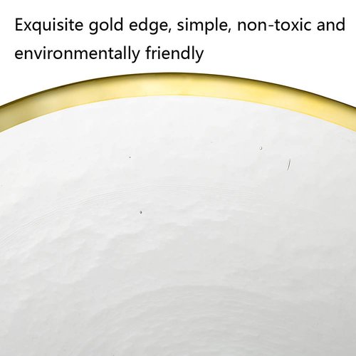 NUPTIO Charger Dinner Plates Set: Glass Gold Rim Chargers Under Plate 2PCS Clear Tray Round Salad Dish for Dining Wedding Party Christmas Reception Banquet Event Dessert Table Decoration 7.8 10 Inch