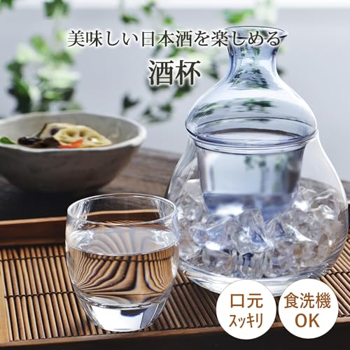 Toyo Sasaki Glass Cold Sake Cup Set of 6 3.4 fl oz (100 ml) Made in Japan, Dishwasher Safe, 2.4 inch Size