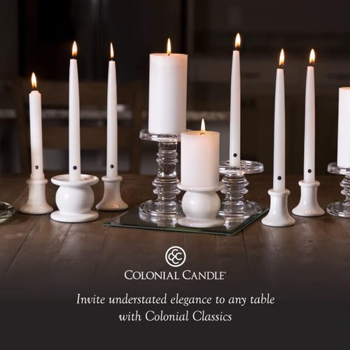Colonial Candle Unscented Taper Candles - Classic Ivory, 10 in, Pack of 6 | Up to 8 Hours Burn Time