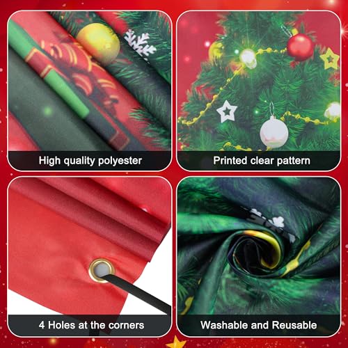 Christmas Front Door Cover 70.9 x 35.4 in Merry Christmas Banner Door Decor
