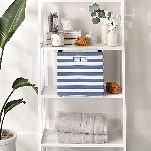 DII Polyester Cube Storage Collection Collapsible Hard Sided Bin, 13x13x13, French Blue